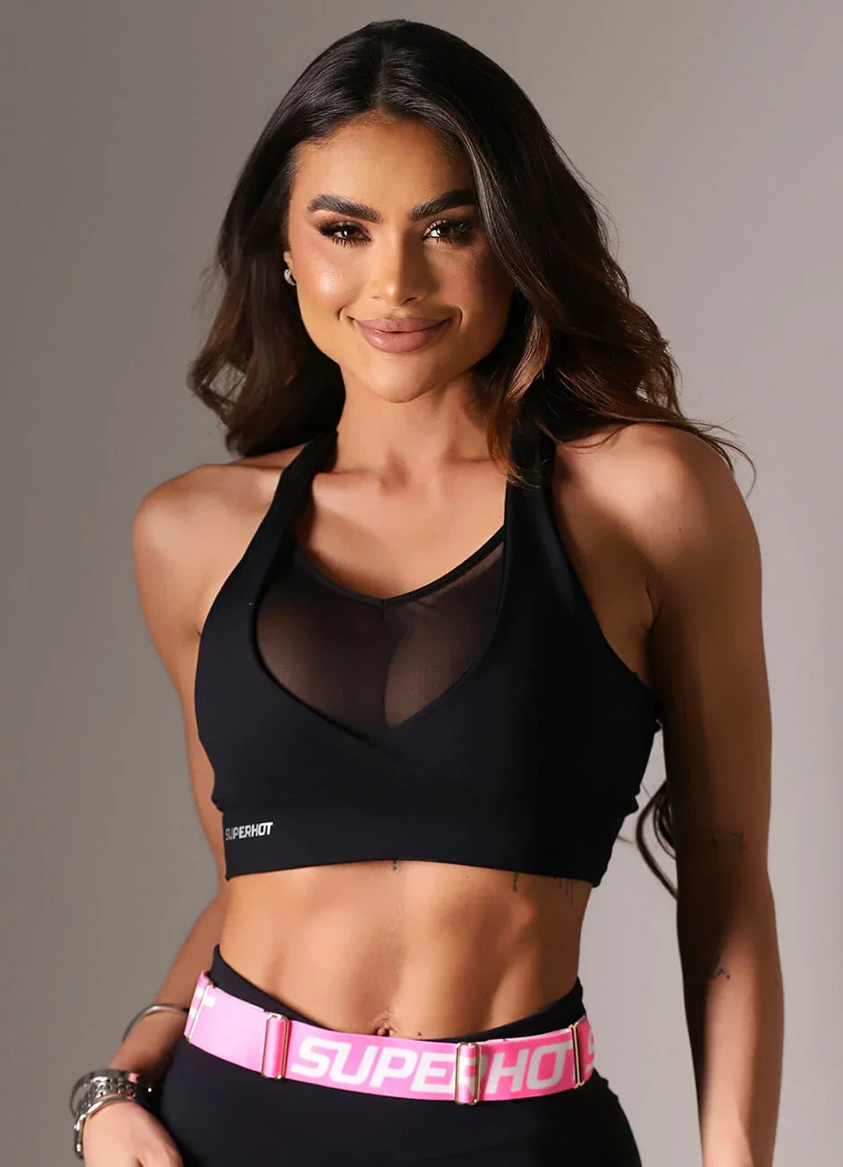 Superhot Comfy Black Sports Bra TOP5609 UPF50+ Main image