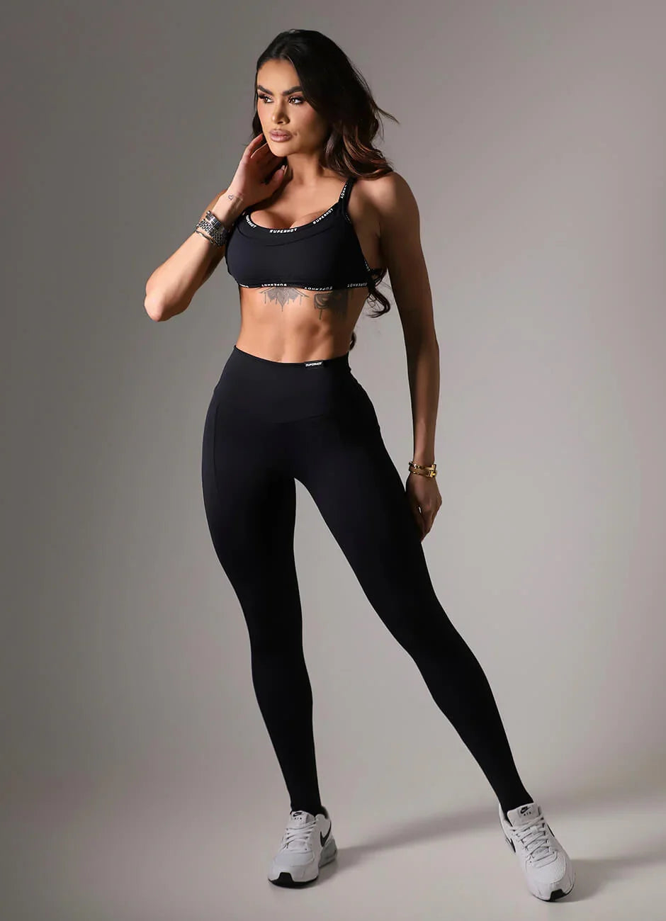 Superhot Blackout Black Leggings CAL5646 UPF50+ Mid Rise Main image