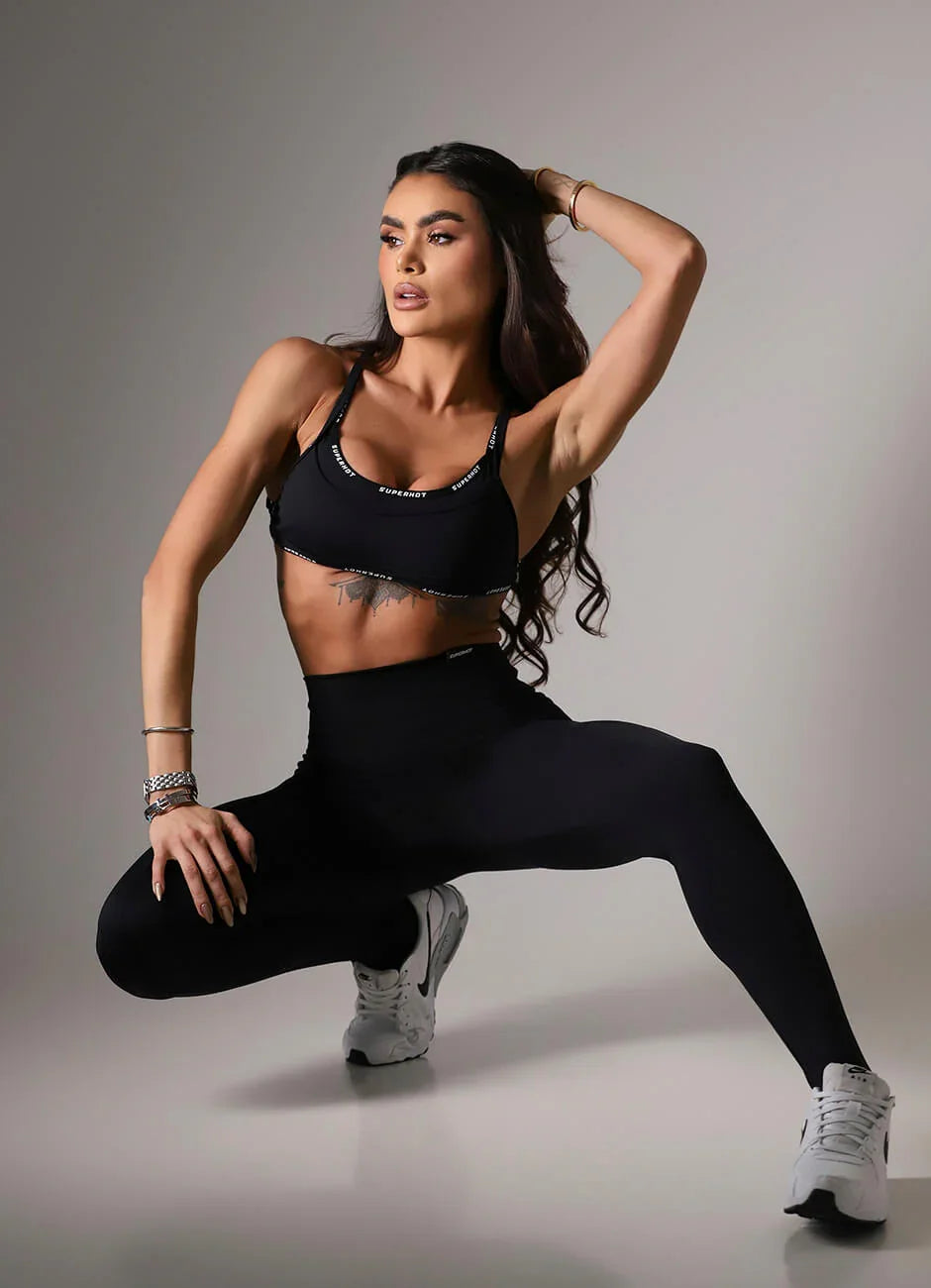 Superhot Blackout Black Leggings CAL5646 UPF50+ Mid Rise