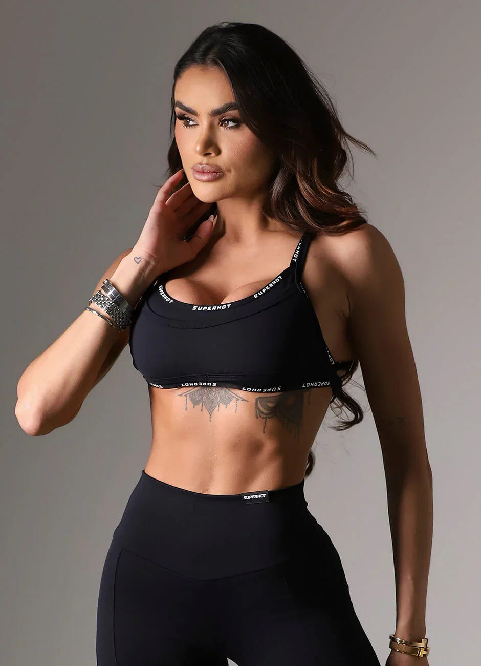 Superhot Blackout Black Leggings CAL5646 UPF50+ Mid Rise