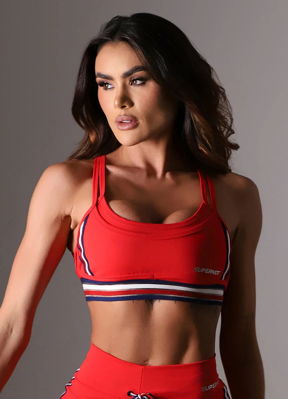 Superhot Blackout Red Sports Bra TOP5638 UPF50+ Lined and Unpadded