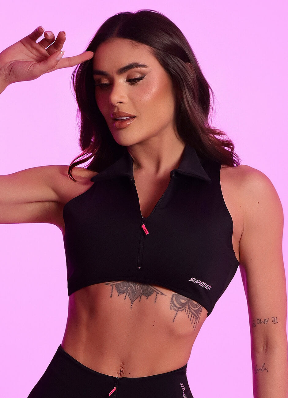 Superhot Adaptive Black Sports Bra TOP5669 UPF80+
